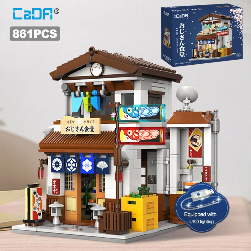 Cada LED City Japanese Style Canteen House Architecture Building Blocks Late Night Canteen Figures Bricks Toys for Kid Gifts - CADA BRICKS®
