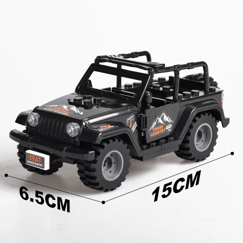 Military Special Forces Police SWAT Gangster Weapons Guns Mortar Jeeps Off-Road Armored Vehicle Model Soldier Building Block Toy