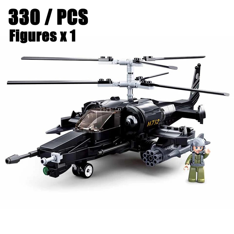 2024 Sluban WW2 Military Russia Air Weapon Mi-24 Attack Helicopters Hind Model Building Blocks Classics Fighter Bricks Plane Toy