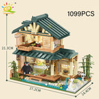 HUIQIBAO 1099PCS City Japanese Street View House Tatami Room Model Building Blocks DIY Architecture Bricks Toys for Children
