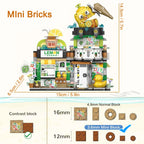 Mini City Japanese Street View Modular Villa Retro Lemon Tea Shop Store Friends House MOC Architectur Building Block Set for Kid