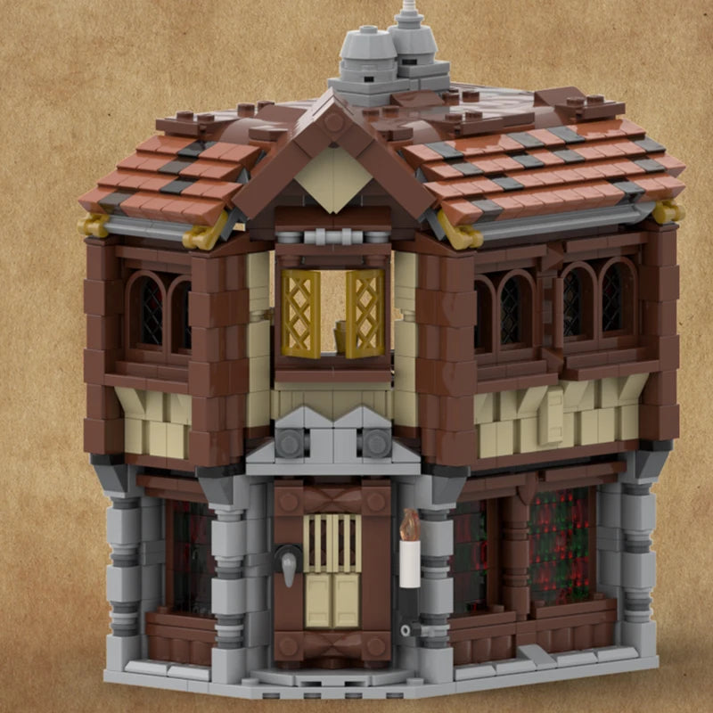 Puzzle Spot Small Particle MOC-162199 Serie Architettura Taverna Medievale Giocattolo Creativo Fai-da-te Ornamento Regalo