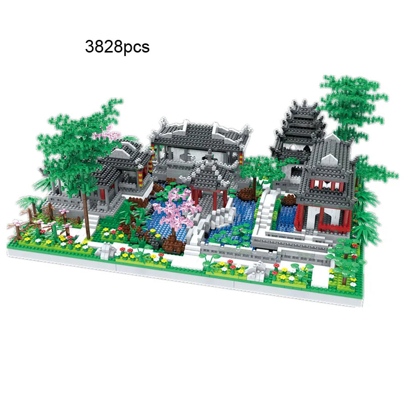 Chinese Famous Architecture Micro Diamond Block China Suzhou Dream Garden 3in1 Build Brick Toy Figure Model Nanobrick For GiftS