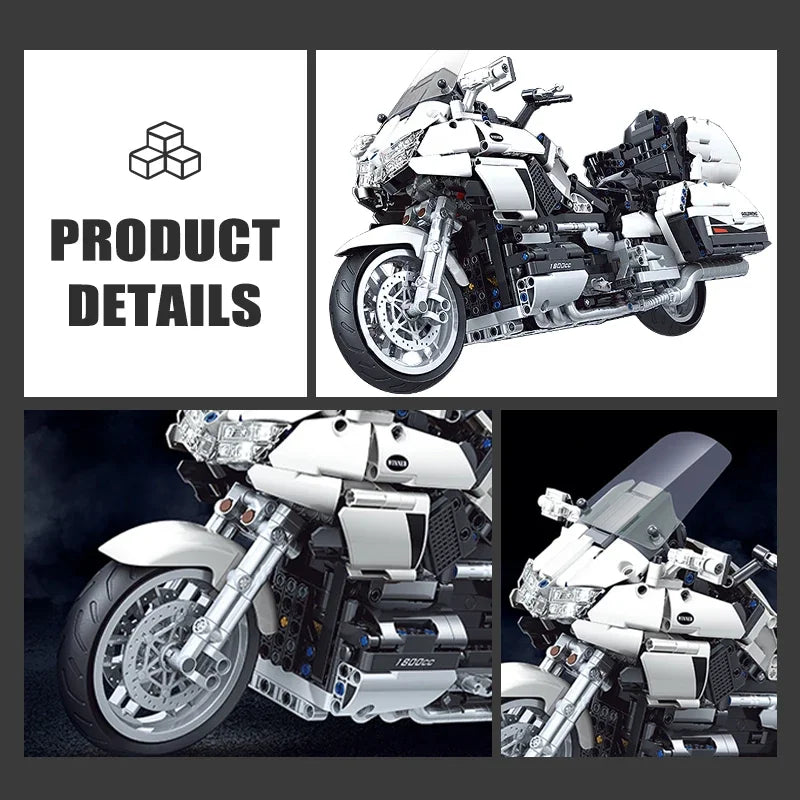 Gold Wing Touring  Motorcycle Technical Model Building Blocks MOC Racing car Motorbike Bricks Sets Toys For Kids Gifts 8110