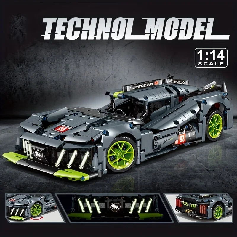 Technical Super Speed Green Lamborghinis Sports Car Model Building Blocks Assemble Famous Vehicle Bricks Kid Toys for Adult Gift