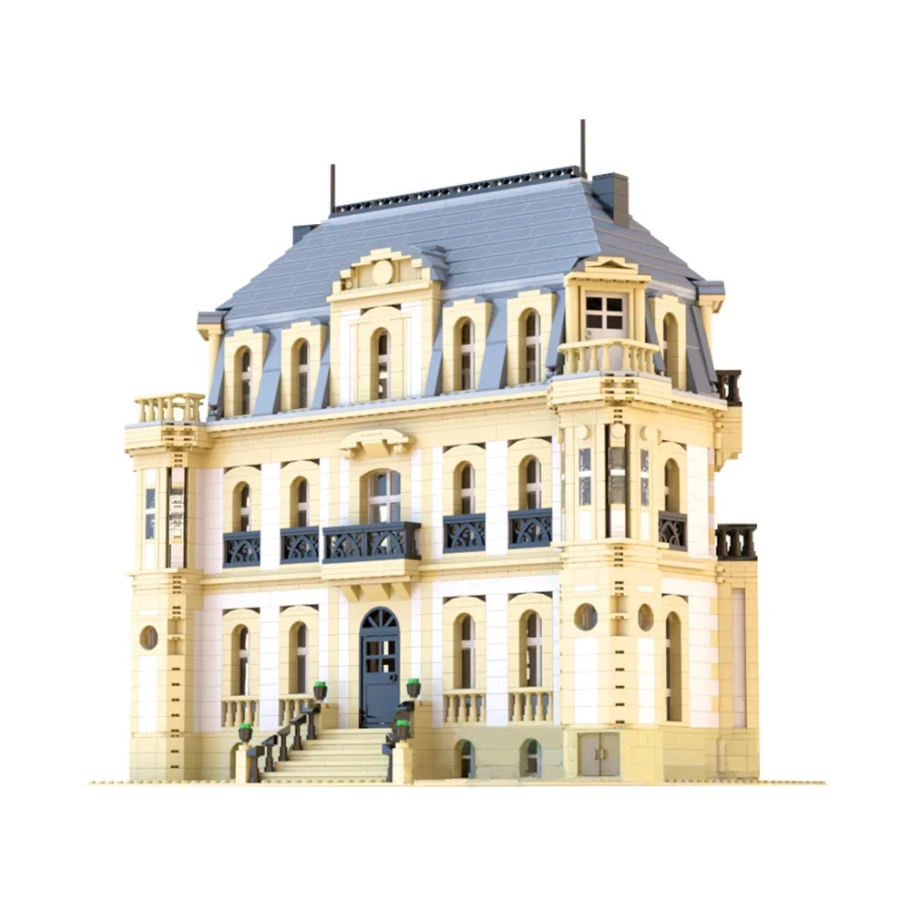 MOC Classic Architecture Chateau Bugatti Molsheim Building Blocks Model Fantasys IX Alexandria Castle Bricks Toy for kids Gift