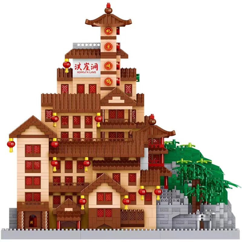 4088pcs Lezi mini Blocks Building Bricks Toys Adult Puzzle Chinese Architecture Hongya Cave Chongqing Home Decorations Gift 8259