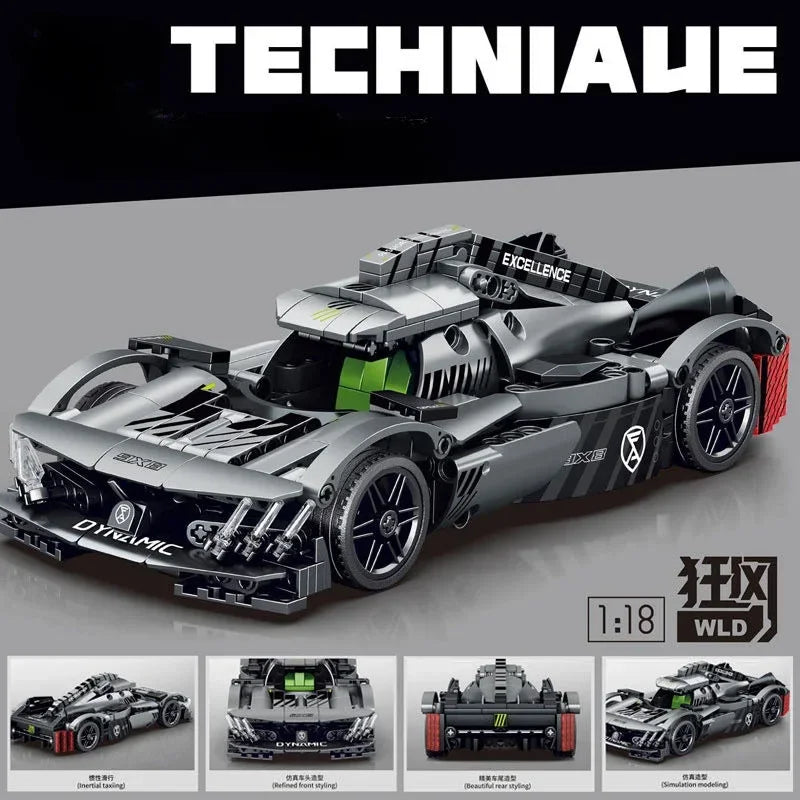 2023 New Technical Peugeoted 9X8 Mans Hybrid Hypercar Super Racing Car Building Blocks Sport car Brick Toys For Adult Kids Gifts