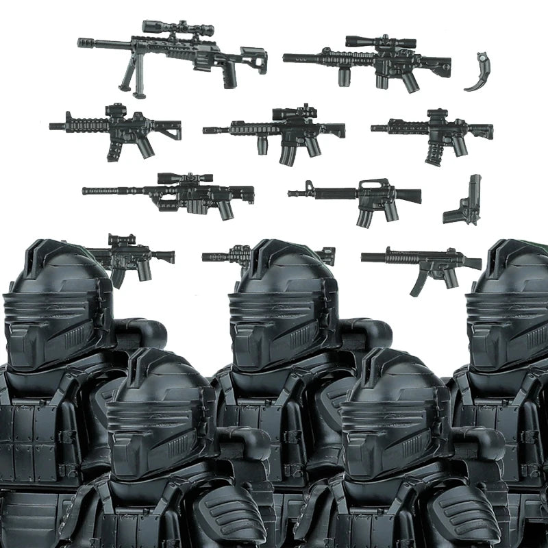 Military Army Figures Building Blocks SWAT Ghost Commando Special Forces Soldier Weapons Gun Hat Shield Belt AK Mini Bricks Toy - CADA BRICKS®