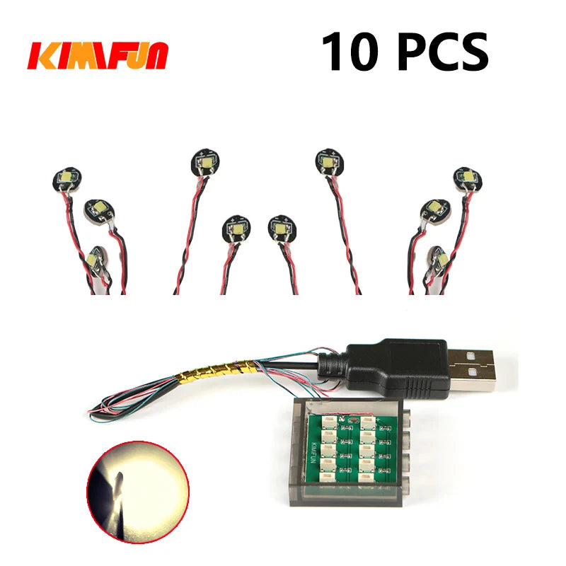 10PCS 0.8mm Pin RGB LED Building Blocks USB Lamp DIY Street Light City Electric Decorate 1X1 Brick Toy Compatible All Brands - CADA BRICKS®