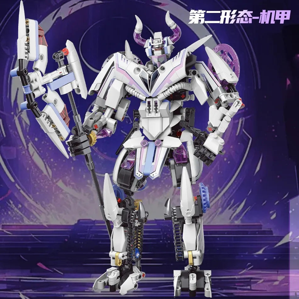 Brick Creative 1:8 Magic Cycling Purple Niu Moka 2 Deformed Motorcycle Locomotive Technology Assembly Building Block Toys