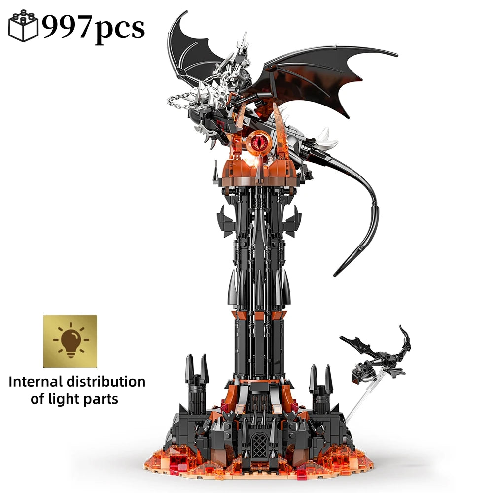 Moc-Lord Movie Rings Model The Fell Beast Magic Tower Building Blocks Fortress Castle Creative Assemble  Bricks Toys Gift For Ki