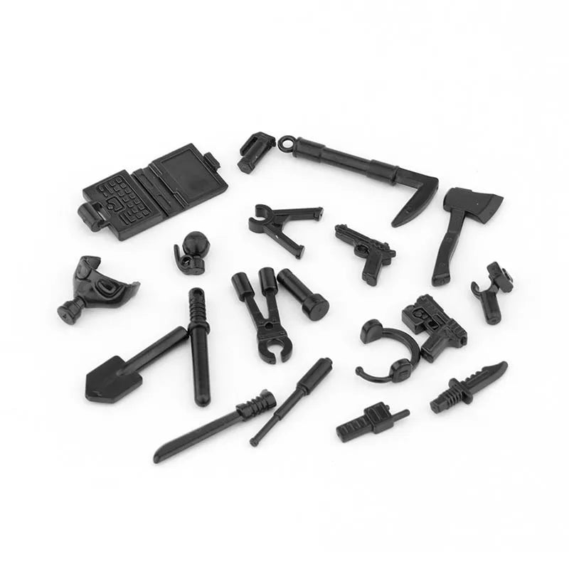 Military Special Forces Police SWAT Gangster Weapons Guns Mortar Jeeps Off-Road Armored Vehicle Model Soldier Building Block Toy