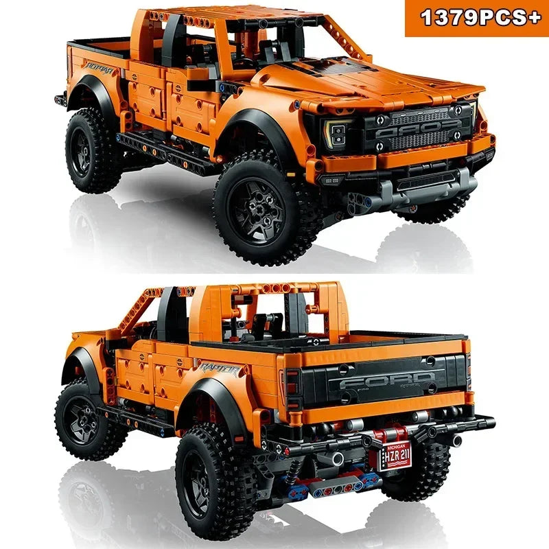 Creative Ford Raptors F-150 Truck Sports Car MOC 1379pcs Technical Racing Car Bricks Model Building Assemble Kit Adults Gift