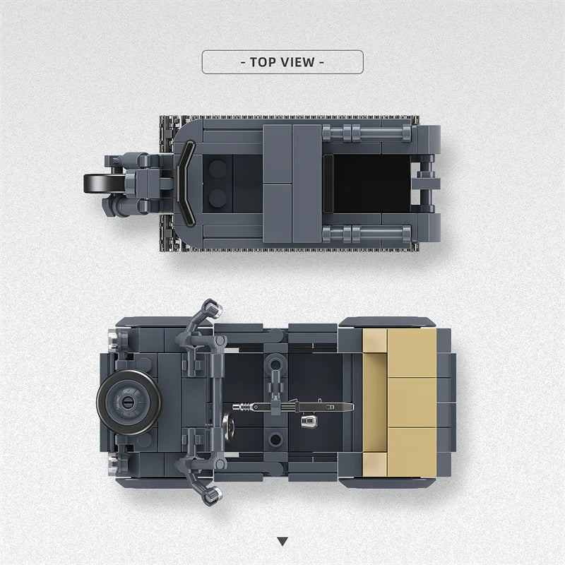 World War II half-track motorcycle VW82 bucket truck German off-road truck assembly model building blocks boy toy car gift