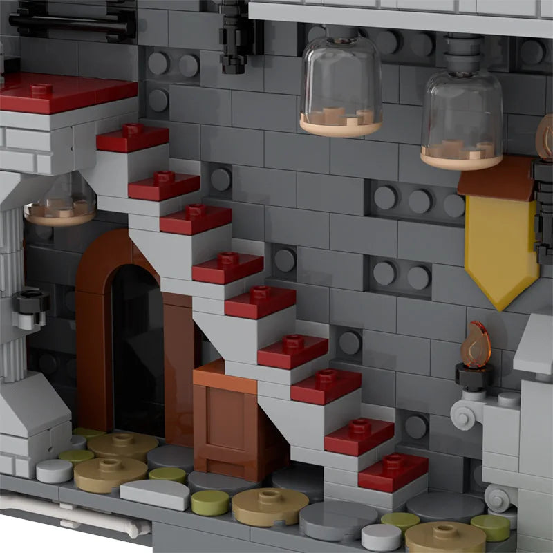 MOC Fantasy Castle Building Blocks Set - Medieval Dungeon Bricks, DIY Dragon Lair Model Kit Gift for Gamers Fans Collectors