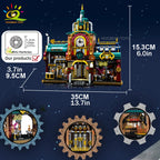 HUIQIBAO 1557pcs City Cyberpunk Style Hotel Architecture Model Building Blocks Street View Set Construction Bricks Toys Gift