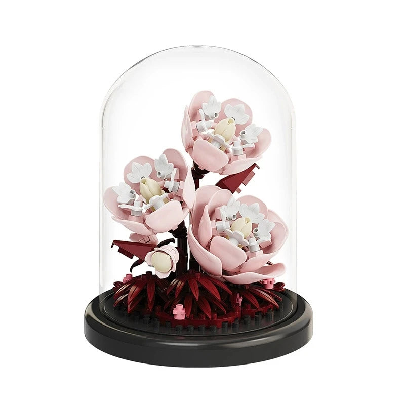 DIY MOC Flower Arrangement Dust Cover Tulip Rose Sunflower Plants Succulents Gardens Building Blocks Model Kids Sets Kits Toys - CADA BRICKS®