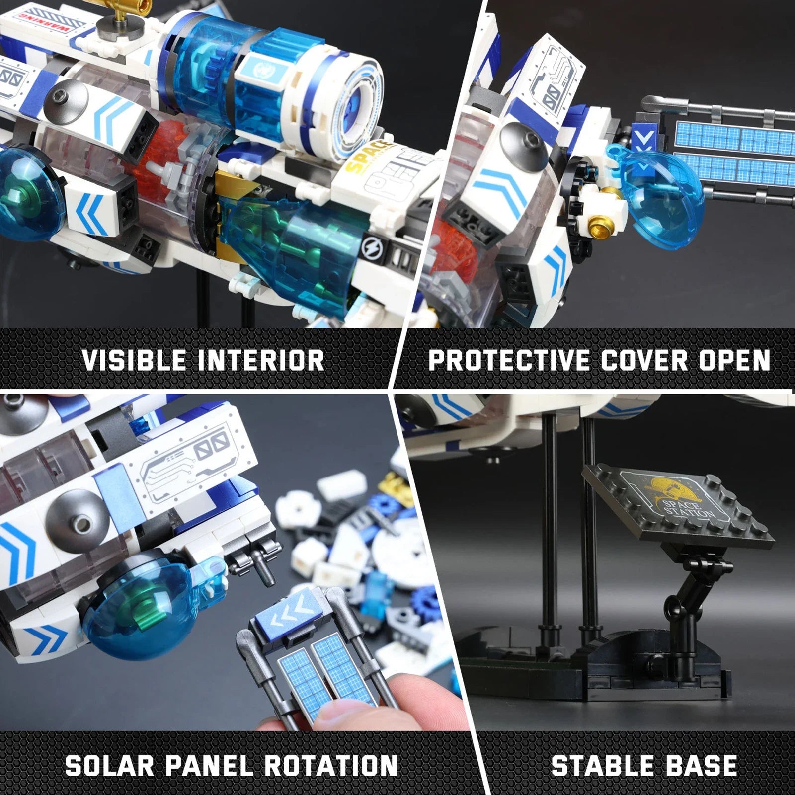 MOC Space Station Model Building Blocks Kit 550PCS Spaceship Collection Ornaments Assembly Educational Toys Small Bricks Gifts
