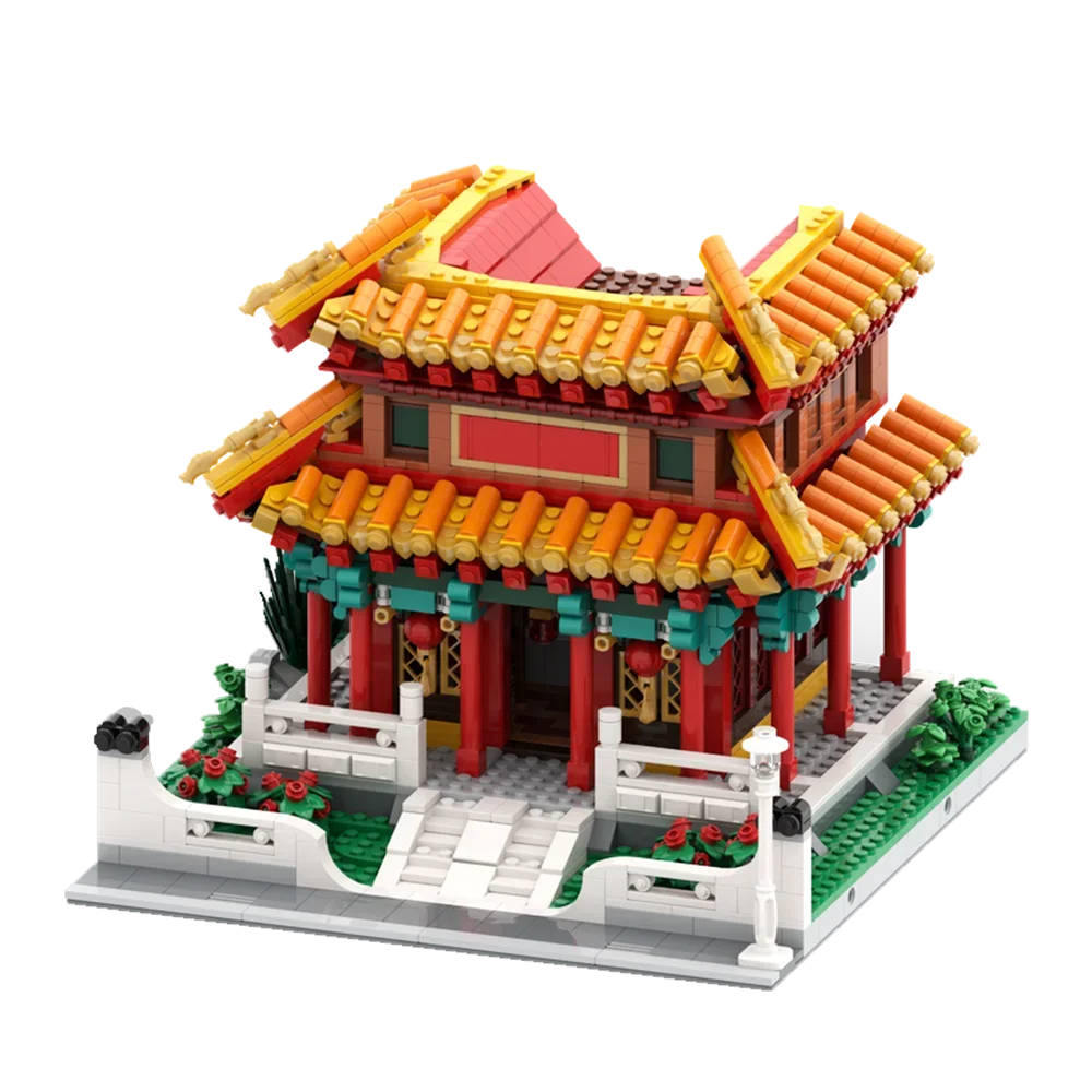 Gobricks MOC City Chinese Famous Architecture Chinese Temple Model Building Blocks set Vintage Temple Tower DIY Bricks Kids Toy