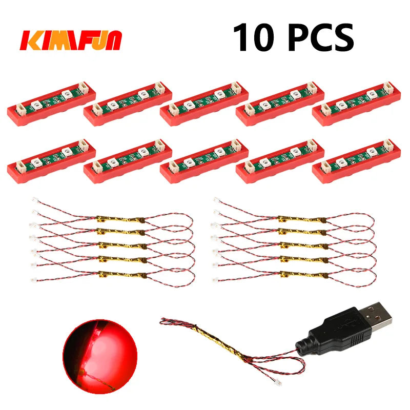 10PCS 0.8mm Pin RGB LED Building Blocks USB Lamp DIY Street Light City Electric Decorate 1X1 Brick Toy Compatible All Brands - CADA BRICKS®