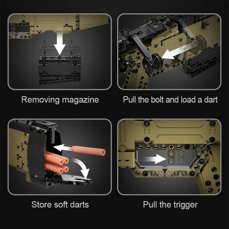 Cada 979Pcs City Technical  Police Military Weapon Sniper Rifle Building Blocks WW2 For Assault Rifle Bricks Toys for Kids Gifts - CADA BRICKS®