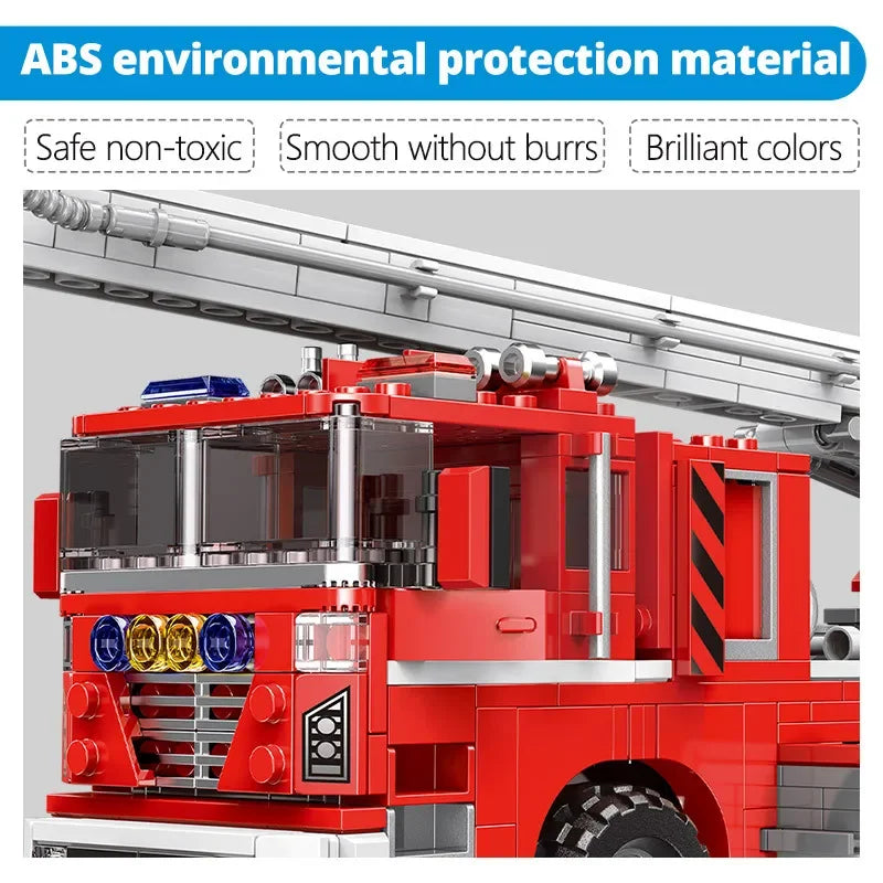Simulation City Firefighter Rescue Engineering Vehicle Movable Building Block Fire Trucks Model Kit Childrens Assembled Toy Gift - CADA BRICKS®