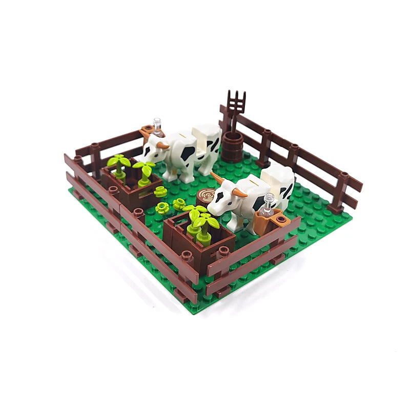 MOC Farm and Ranch Decoration Model Zoo Botanical Garden Building Blocks DIY Bricks Rural Landscape Animal and Vegetable Scenes
