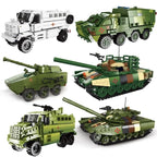 New Military Series Armored Vehicle Transport Truck  Building Blocks Leopard Tank Set T64 Tank MOC Bricks Educational Toys