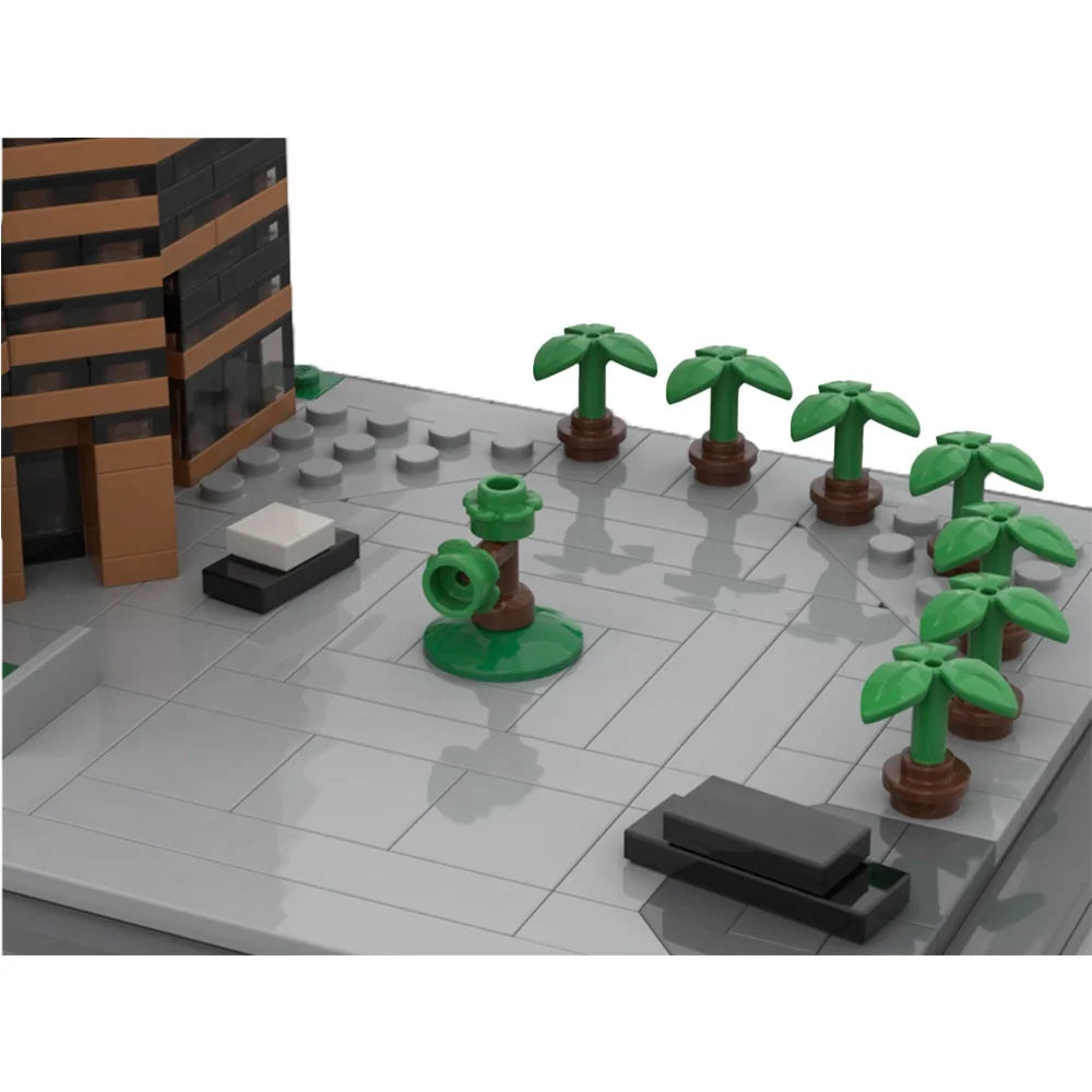 MOC Modern City Skyscraper Nakatomi Plaza Building Blocks Avenue of The Stars Model Kit for Adults Urban Architecture DIY Bricks