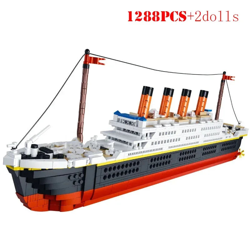 1860/1288pcs Titanic Cruise Ship Model Blocks Ship Building Blocks Gift for Kids Children Home Office Ornaments Fast Shipping