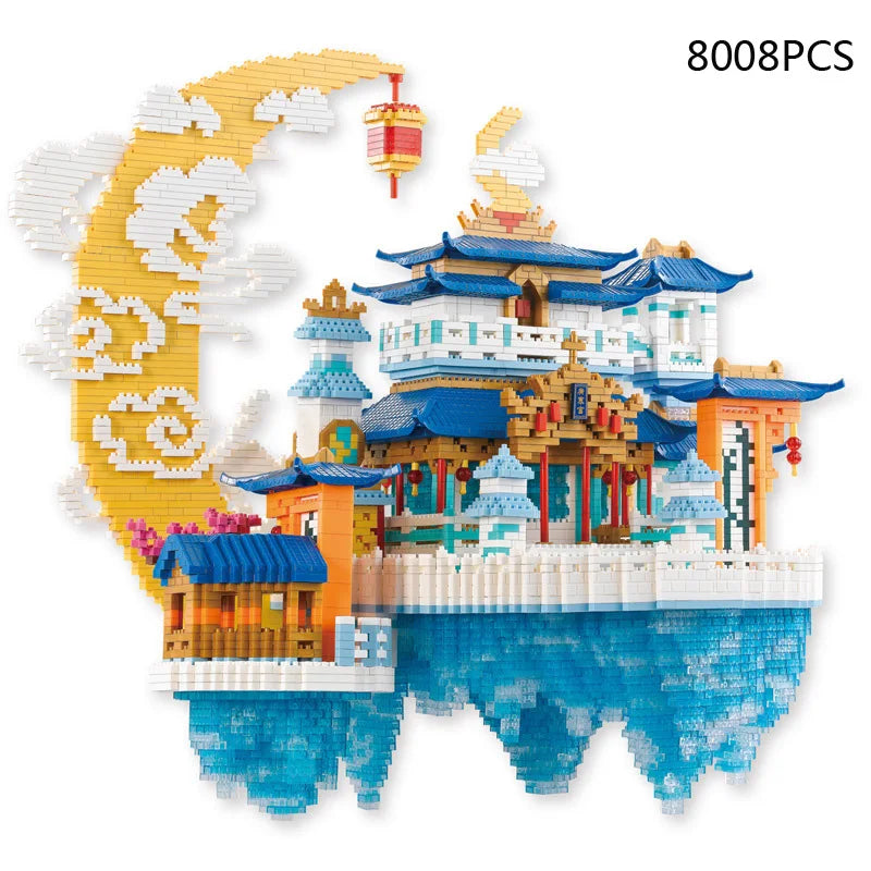iDEA Chinese Moon Palace Micro Diamond Block China Mythology Wonderland Architecture Nanobrick Building Brick Toy With Light
