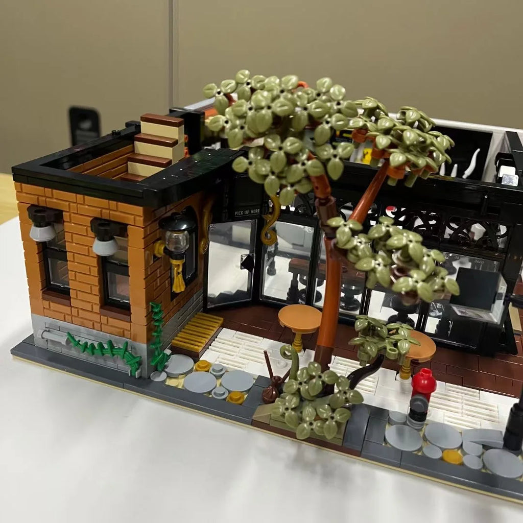 MOC-123898 Modern The Deers Milk Tea Shop Modular Architecture Model City Street View Building Block Toys for Children Boy Gifts