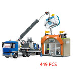 City Truck Vehicle Pickup Heavy Cargo Transport Model Building Blocks Machinery Shop Van Creative Carriage Harvester Car Kid Toy - CADA BRICKS®