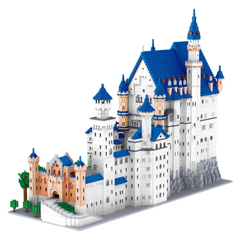 KNEW BUILT Huge New Swan Stone Castle Micro Mini Bricks for Adults Huge Assemble Architecture Toys Kits Diamond Build Blocks