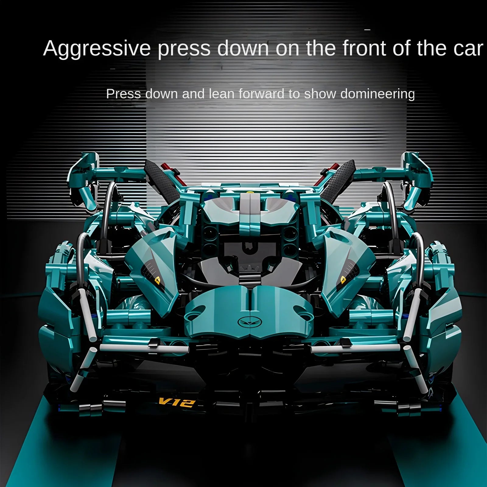 Blue V12 Block Roadster RC Tech Racing 1:14DIY Roadster building block assembly Block car toy birthday gift