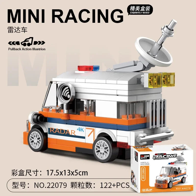 DIY Racing Car Bus Engineering Vehicle Ambulance Pull Back Model Building Blocks Brick Toys Children Boys Compatible With Lego