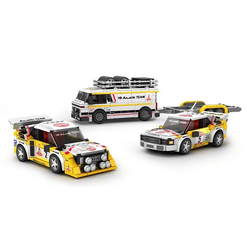 PB8812 1:32 City Speed Champions Sports Quattro S1 Car Model Building Blocks E2 Team Truck Trailer Bricks Kids Gifts For Boys