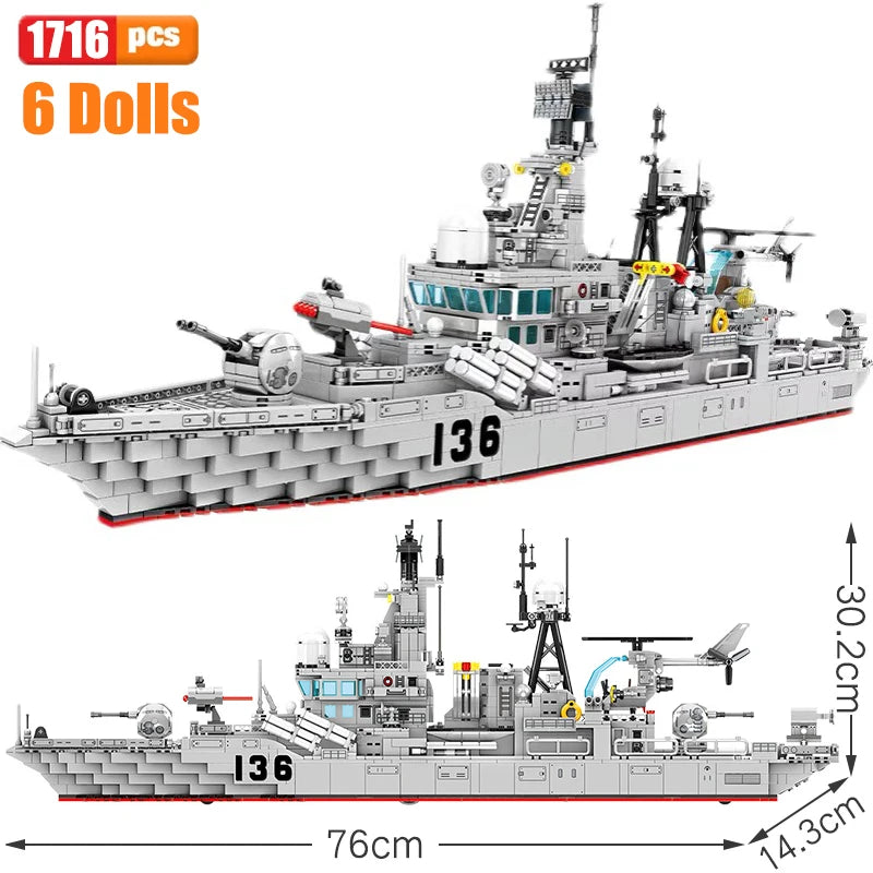 SEMBO Shandong Aircrafted Carrier Modular Building Blocks Military Navy Battleship Model Bricks WW2 Soldiers Toys For Kid Gift - CADA BRICKS®