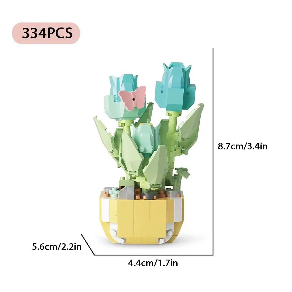 DIY Potted Plants Model Flower Succulents Building Blocks Everlasting Flower Bonsai Tree Gardens Romantic Bricks Kids Kits Toys