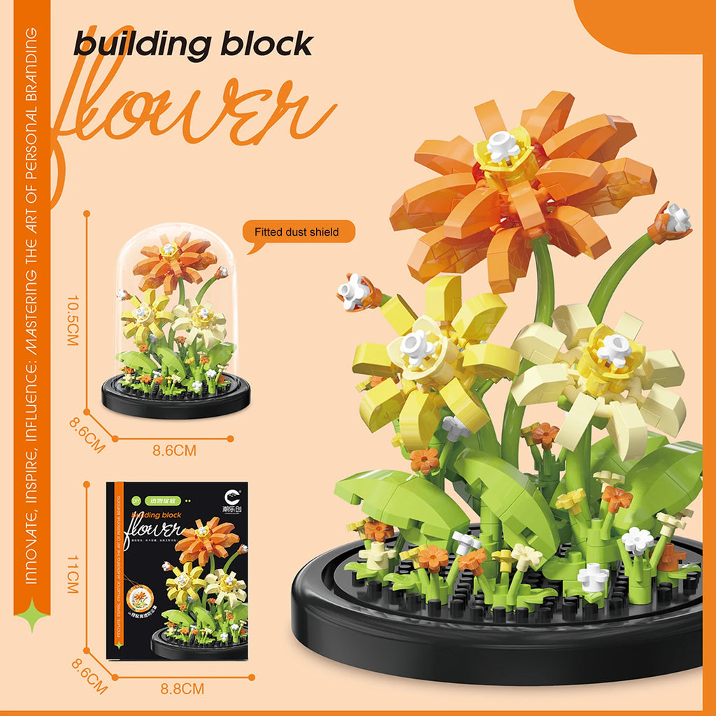 Diy Micro Flower Building Blocks Mini Bricks Particles Eternal Life Flowers Home Decoration Assembling Puzzle Toy Christmas Gift - CADA BRICKS®