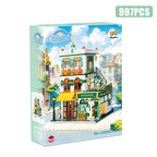 Creative 997Pcs Street View Chinese Restaurant Model Building Blocks City Three Floor Architecture Mini Bricks Toys For Kid Gift