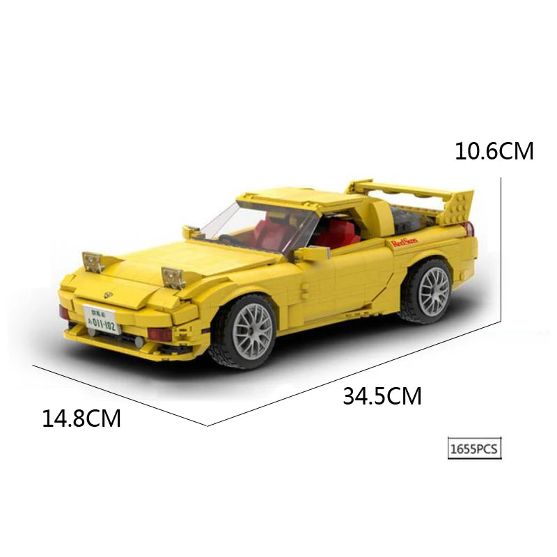 Technical Build Block 1:12 Scale Japan Racing Anime Initial D RX7 Sport Car 2.4ghz Remote Control Vehicle Toy Brick With Light - CADA BRICKS®