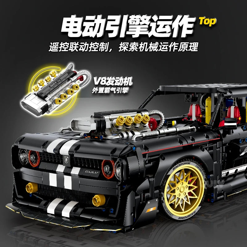 GULY 10637 Dodgedd 1:8 MOC Technical RC Racing Building Blocks Assembling Supercar Bricks Model Toys for Children Christmas Gift - CADA BRICKS®