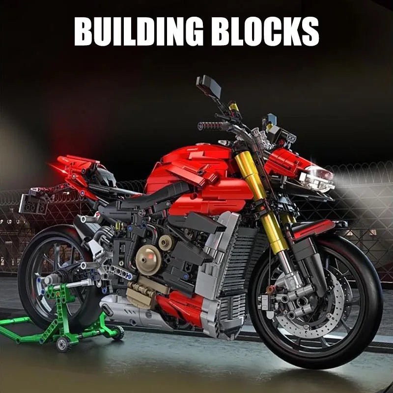 Technical MOC 2221pcs V4 SP Motorcycle City Sport Cars Model Building Blocks DIY Assemble Motorbike Bricks Toys For Children Boy