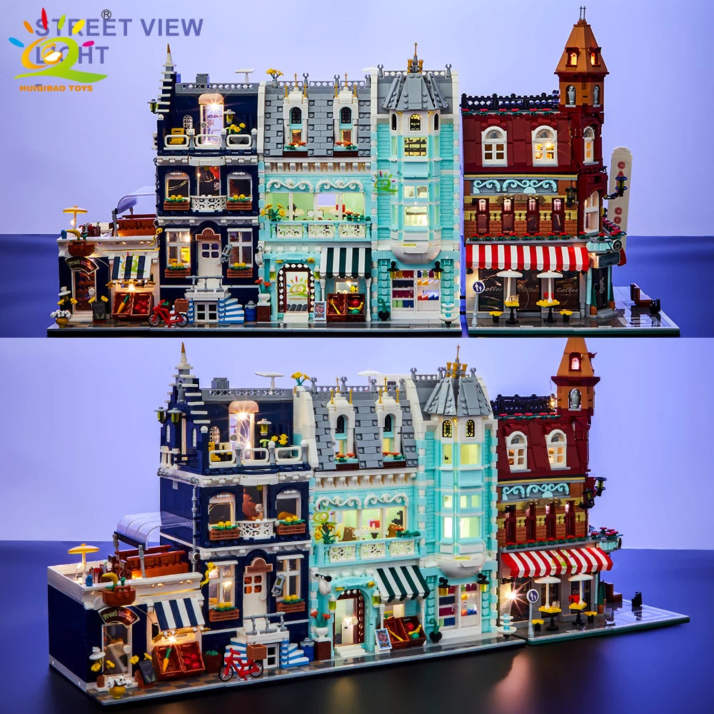 HUIQIBAO Toys MOC City Corner Coffee Shop Architecture Style Street View Micro Building Blocks for Children Construction Bricks - CADA BRICKS®