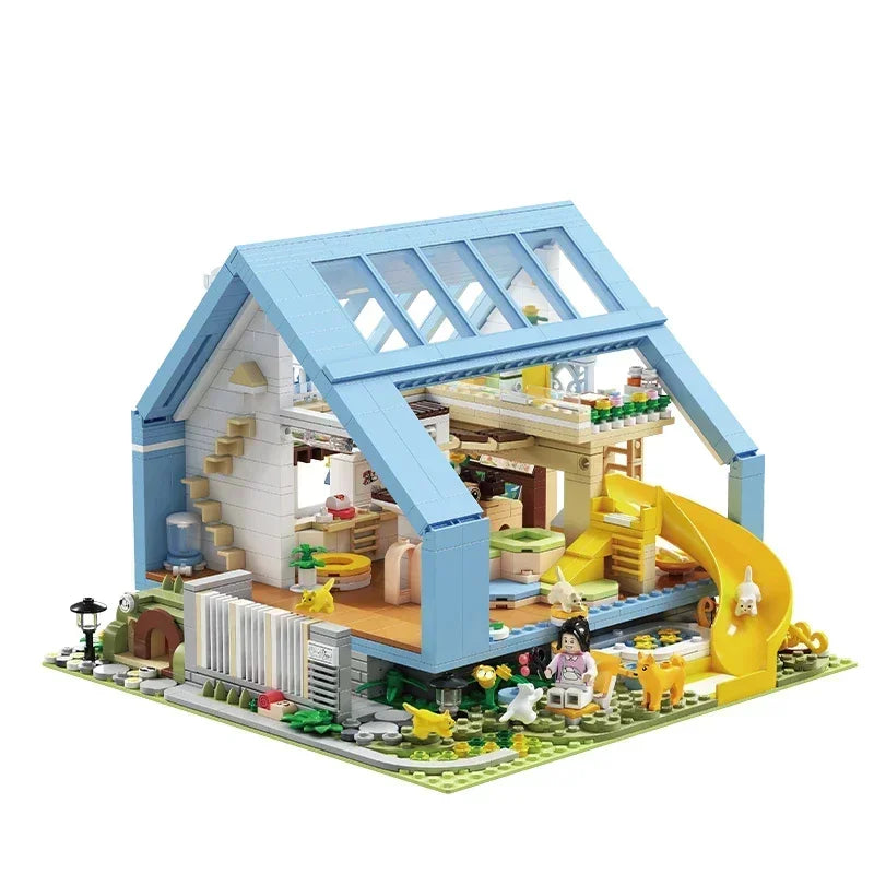 Creative City Japanese Style Range Single-family Villa flower house Building Blocks  Architecture Bricks Toys for Kid Gifts