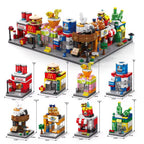 City Mini Shop Supermarket Street View Model Building Blocks Hamburger Restaurant Retail Store Bricks Architecture Friend Girl - CADA BRICKS®