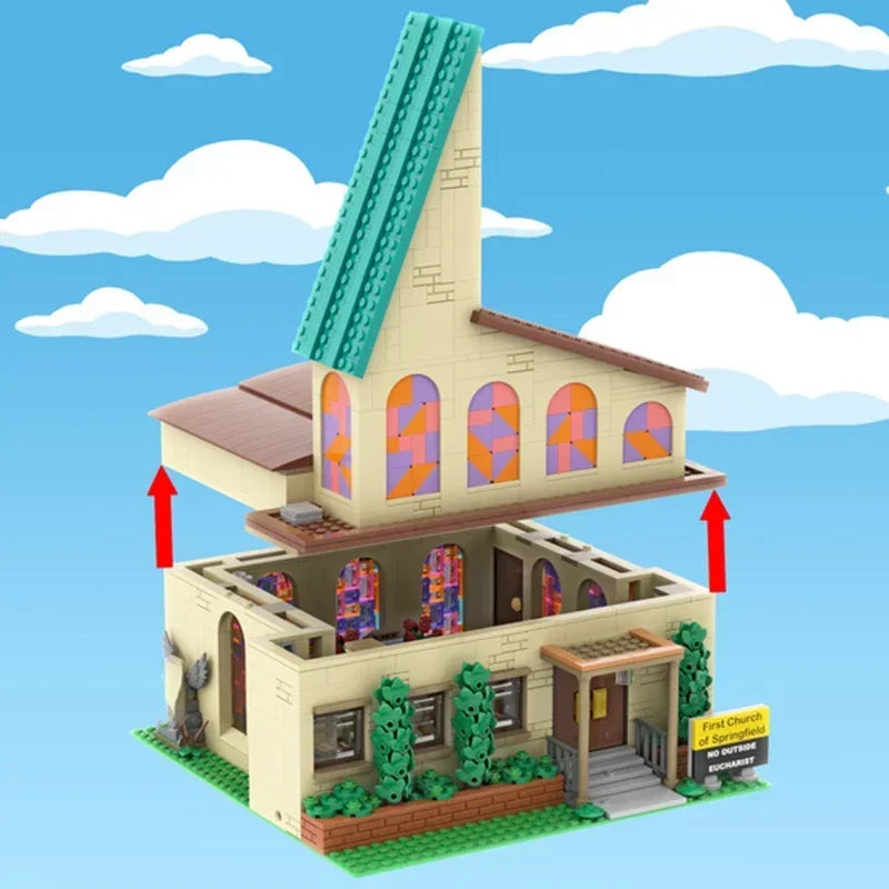 Moc Building Bricks Springfield Architecture Model Technology Modular Block City Street View Toy DIY Set Assembly Christmas Gift