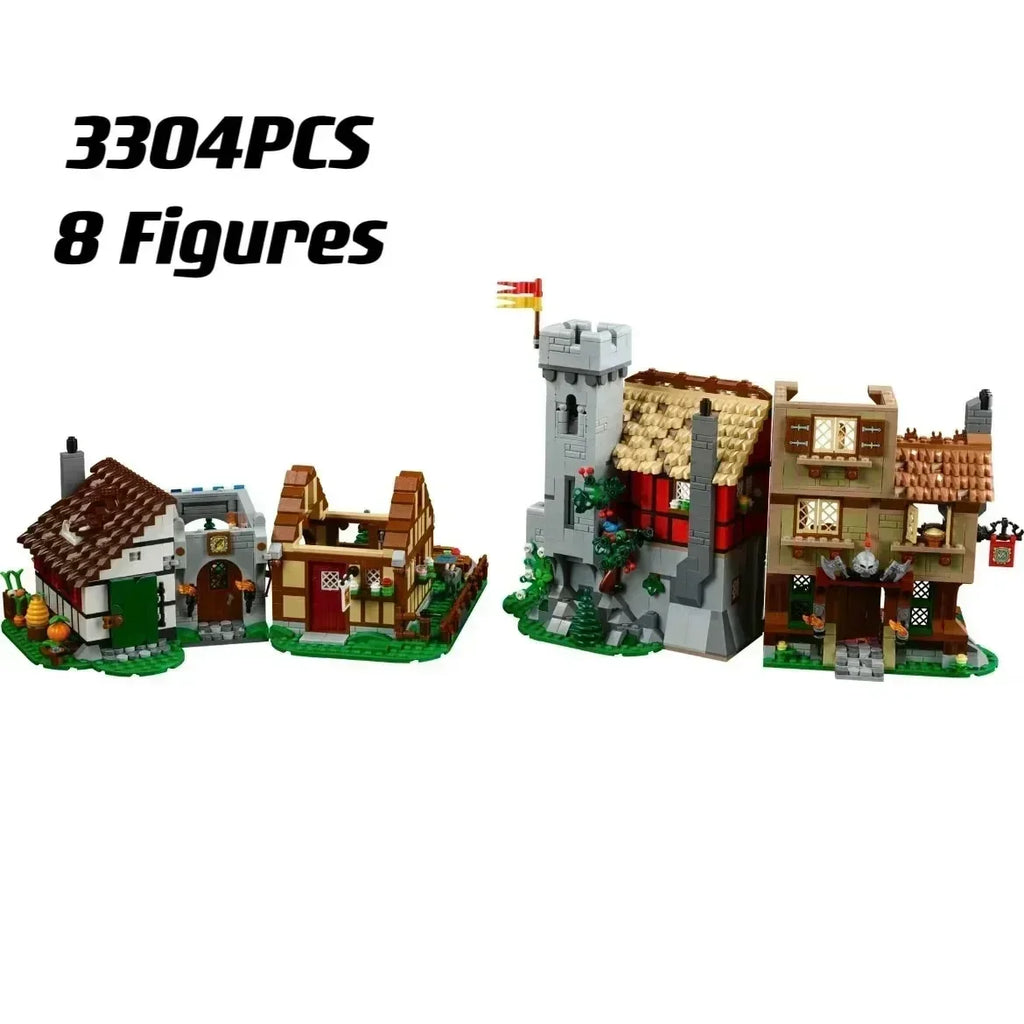 Blocchi da Costruzione Piazza del Borgo Medievale 3304PCS Compatibili 10332 Mattoncini Architettura Creativa Giocattoli per Bambini e Adulti Regalo di Compleanno